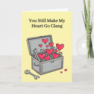 Heart Goes Clang Tin Toolbox 10th Wedding Annivers Kaart