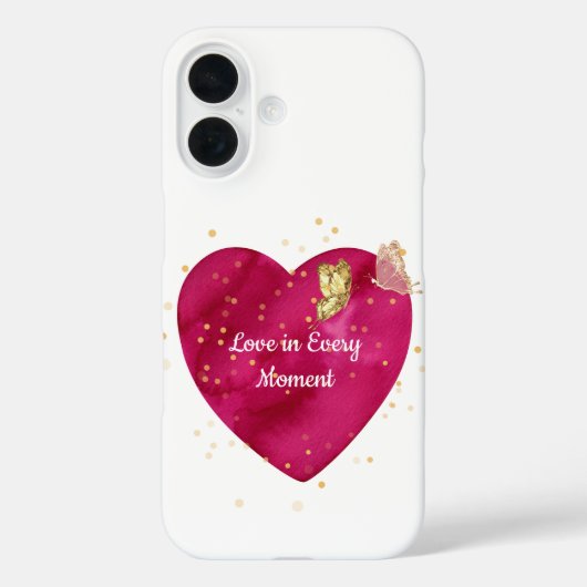 Heart & Gold Butterfly Valentine Phone Case (Achterkant)
