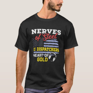 Heart Gold Dispatch Operator USA vlag 911 Verzendi T-shirt