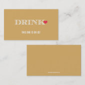 Heart Gold Red Wedding Drink Ticket (Voorkant / Achterkant)