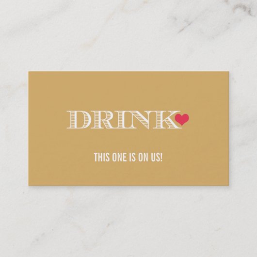 Heart Gold Red Wedding Drink Ticket (Voorkant)