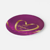 Heart Gold Ribbon Happy Valentijnsdag Paars Papieren Bordje (Gekanteld)