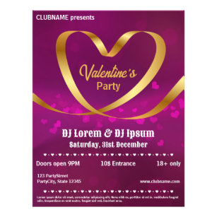 Heart Gold Ribbon Paarse Valentijnse brochure