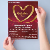 Heart Gold Ribbon Red Valentijns brochure (Hand)