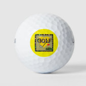 Heart Golf Design Golf Balls Yellow Background Golfballen (Voorkant)