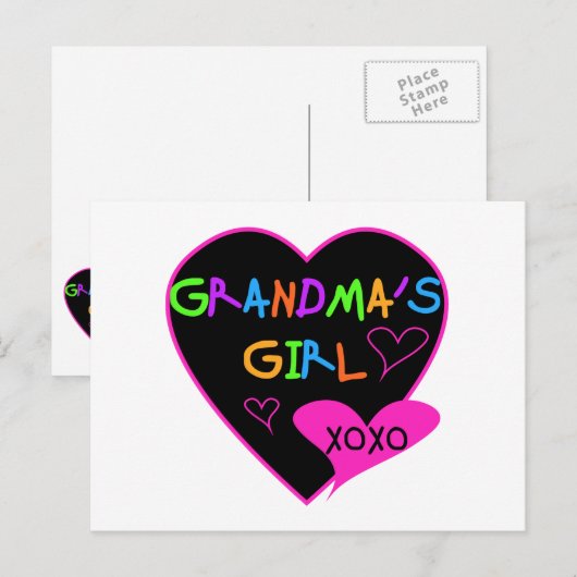 Heart Grandma's Girl T-shirts en Gifts Briefkaart (Voorkant / Achterkant)