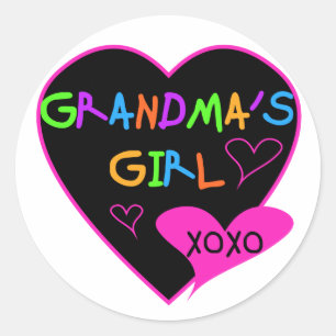 Heart Grandma's Girl T-shirts en Gifts Ronde Sticker