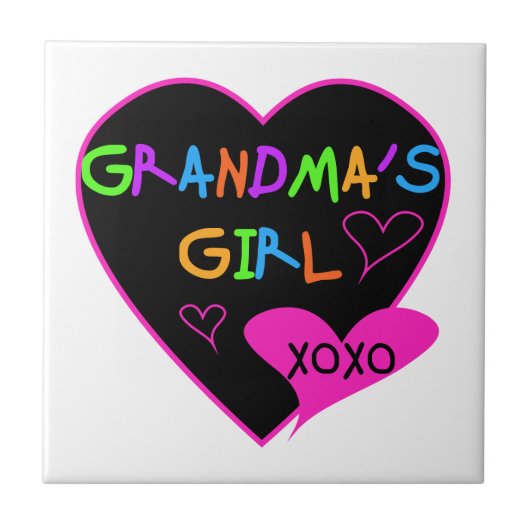 Heart Grandma's Girl T-shirts en Gifts Tegeltje (Voorkant)