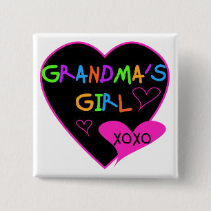 Heart Grandma's Girl T-shirts en Gifts Vierkante Button 5,1 Cm