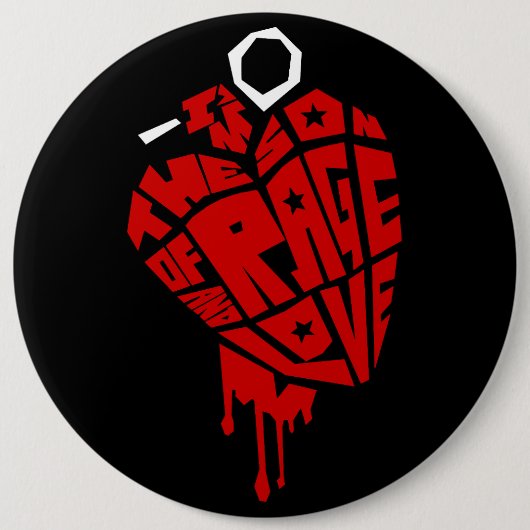 Heart Grenade "Son of Rage and Love" Ronde Button 6,0 Cm (Voorkant)