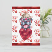 Heart Grey Pitbull Hondenliefhebber Valentijn Gift Feestdagenkaart (Staand voorkant)