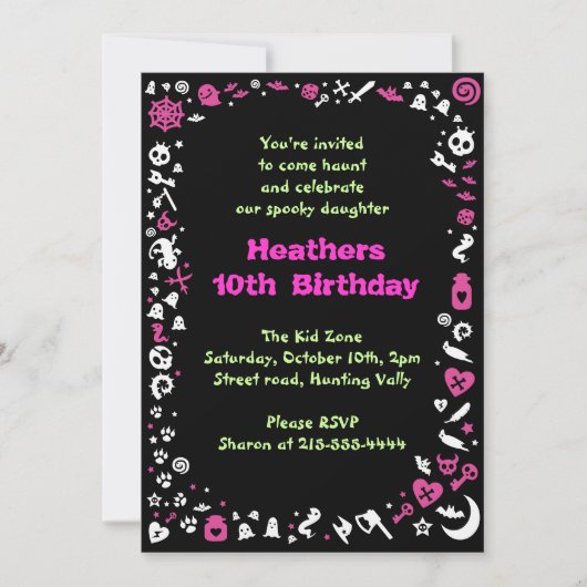 Heart Halloween Happy Birthday Party Invitation Kaart (Voorkant)