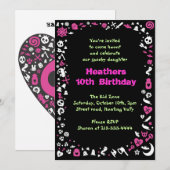 Heart Halloween Happy Birthday Party Invitation Kaart (Voorkant / Achterkant)