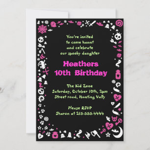 Heart Halloween Happy Birthday Party Invitation Kaart