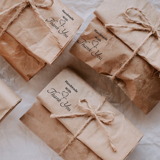 Heart Hand gemaakt met Love Typography Script Zelfinktende Stempel