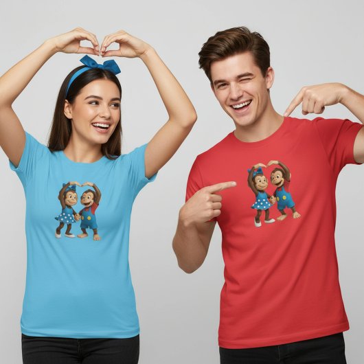 Heart Hands Monkeys  - Sweet Mimo & Zina T-shirt