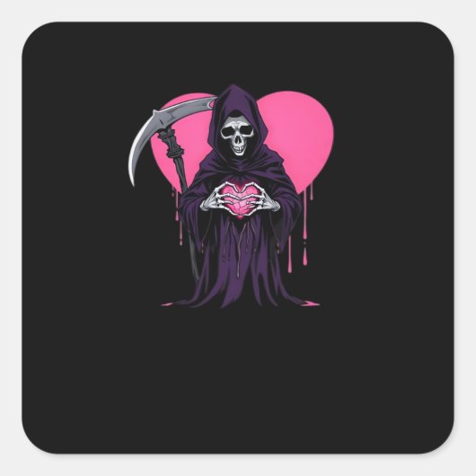 Heart Hands Reaper Classic Meme Vierkante Sticker (Voorkant)