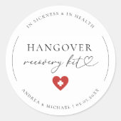 Heart Hangover Recovery Kit Bruiloft Feest Favor Ronde Sticker (Voorkant)