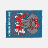Heart Health Elephant Red Ribbon Heart Disease Awa Fleece Deken (Voorkant (Horizontaal))
