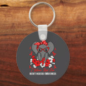 Heart Health Elephant Red Ribbon Heart Disease Awa Sleutelhanger (Voorkant)