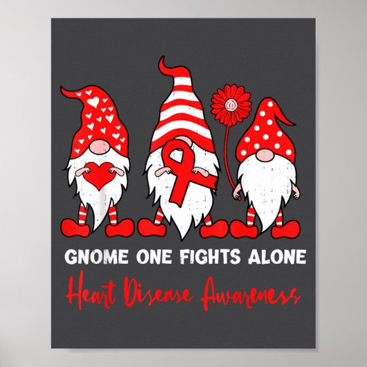 Heart Health Gnome Heart Disease Awareness Chd Red Poster (Voorkant)