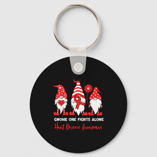 Heart Health Gnome Heart Disease Awareness Chd Red Sleutelhanger (Voorkant)