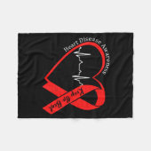 Heart Health Heart Disease Awareness Chd Heartbeat Fleece Deken (Voorkant (Horizontaal))