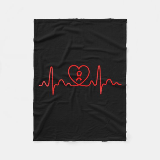 Heart Health Heart Disease Awareness Heartbeat Chd Fleece Deken (Voorkant)