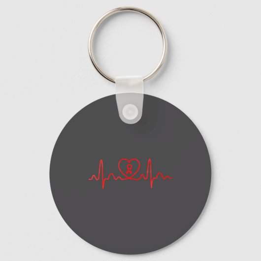Heart Health Heart Disease Awareness Heartbeat Chd Sleutelhanger (Voorkant)