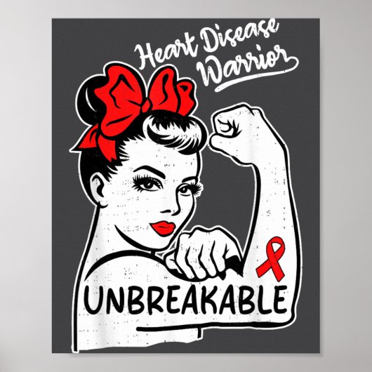Heart Health Warrior Heart Disease Awareness Chd W Poster (Voorkant)