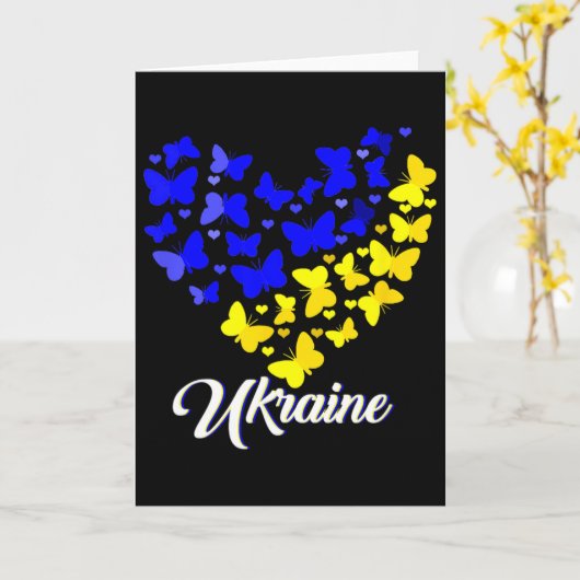 Heart Heart Ukraine Shirt Butterfly I Stand With U Kaart (Gele Bloem)