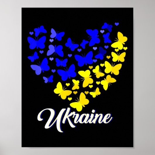 Heart Heart Ukraine Shirt Butterfly I Stand With U Poster (Voorkant)
