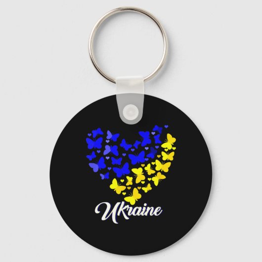 Heart Heart Ukraine Shirt Butterfly I Stand With U Sleutelhanger (Voorkant)