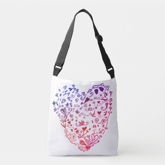 Heart Hearts Drawing All-Over-Print Cross Body Bag Crossbody Tas (Voorkant)