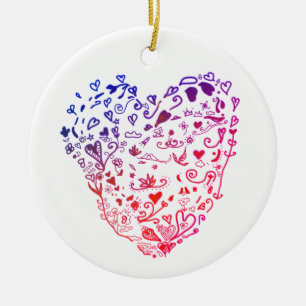 Heart Hearts Drawing Circle Ornament