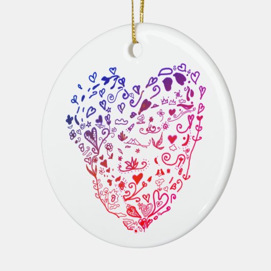 Heart Hearts Drawing Circle Ornament (Links)