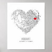Heart Hobart City Map (Australië) Poster (Voorkant)