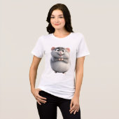 Heart-Holding Round Mouse Tee | Cute Zodiac Rat  Tri-Blend Shirt (Voorkant volledig)