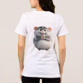 Heart-Holding Round Mouse Tee | Cute Zodiac Rat  Tri-Blend Shirt (Achterkant)