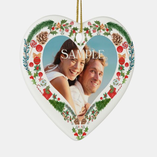 Heart Holiday met foto-sjabloon Keramisch Ornament (Rechts)
