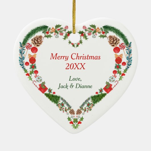 Heart Holiday met foto-sjabloon Keramisch Ornament (Achterkant)