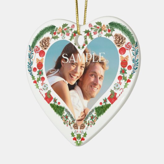 Heart Holiday met foto-sjabloon Keramisch Ornament (Links)