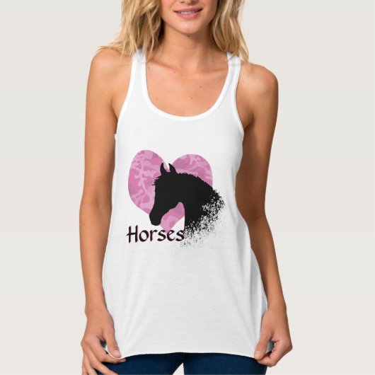 Heart Horse (roze camo) Tanktop (Voorkant)