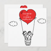 Heart Hot Air Ballon Doodle Weddenschap Kaart (Voorkant / Achterkant)