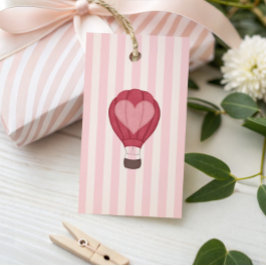 Heart Hot Air Balloon Pastel Pink Baby Shower  Cadeaulabel