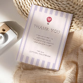 Heart Hot Air Balloon Pastel Purple Baby Shower  Bedankkaart