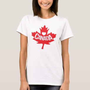 Heart houdt van Canadese maple leaf t shirt