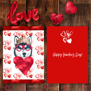 Heart Husky Hondenliefhebber Valentijn Gift Feestdagenkaart