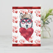 Heart Husky Hondenliefhebber Valentijn Gift Feestdagenkaart (Staand voorkant)