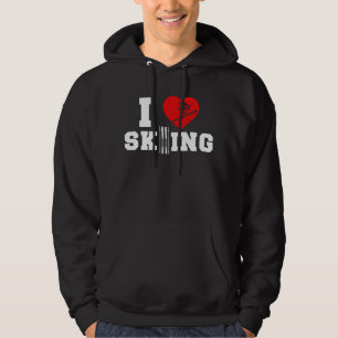 Heart I Love Skiing Skier Winter Sports Hoodie